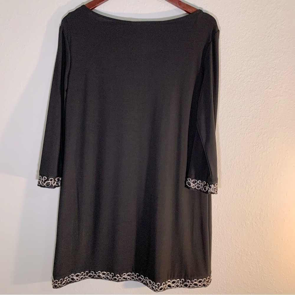 Tiana B. Black Sparkling Gem Embellished Shift Knit Dress Size L‎